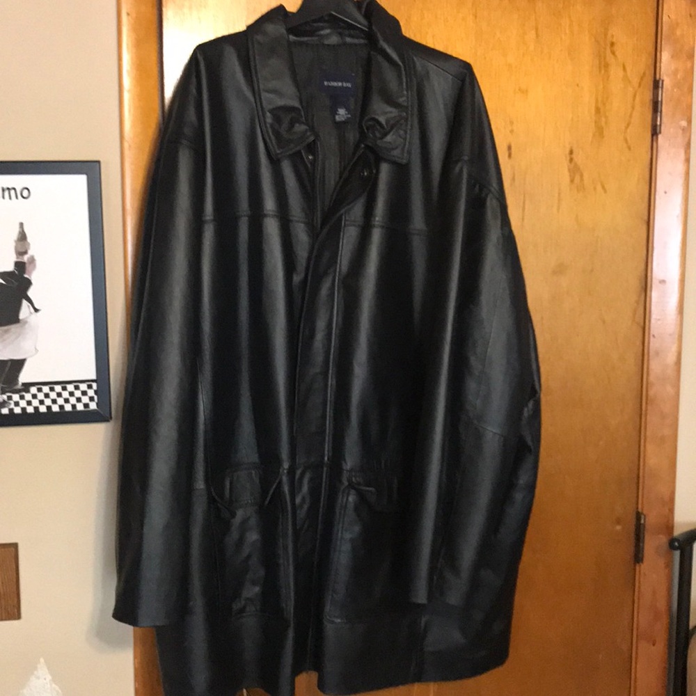 Men’s black leather jacket